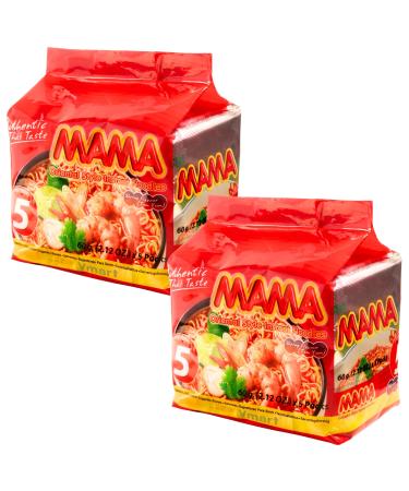 MAMA Tom Yum Shrimp Noodles 60g Pack of 10 - Delicious Thai Flavors Hot & Spicy Noodles w/Shrimp Tom Yum Soup Base No Trans Fat w/Fewer Calories Than Deep Fried Noodles