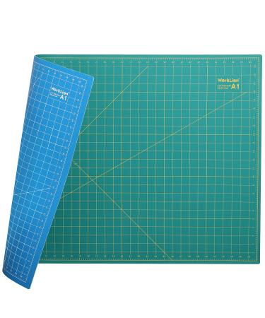 WORKLION 24" x 36" Large Self Healing PVC Cutting Mat, Double Sided, Gridded Rotary Cutting Board for Craft, Fabric, Quilting, Sewing, Scrapbooking - Art Project A1: Green/Blue A1:24 x 36 inch