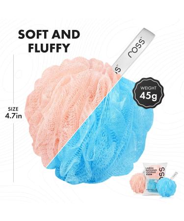 Ross Large Bath Loofah Sponge Scrubber Exfoliator - High Lather Cleansing (Peach & Blue) | International Shipping - Buy Online on SooperMarket.com