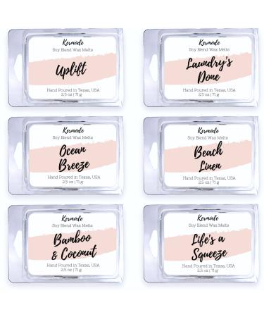 Kermode Non Toxic Scented Wax Melts Wax Cubes - Long Lasting Candle Wax Cubes for Scented Wax Warmer - Natural Soy Wax Melts - Scented Wax Cubes Tarts - Fresh Clean Summer Scents Candle Wax Melts Fresh/Clean (6 packs)