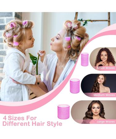 Jumbo Hair Rollers Set Hair Rollers Self Grip Curlers For Long Hair No Heat Curlers Heatless Hair Rollers With Clips & Comb 24 Packs (Red 24Pcs) - Buy Online on SooperMarket.com