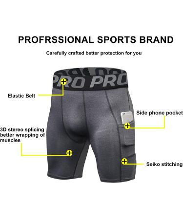 YUSHOW Men's Compression Shorts with Pocket - Quick Dry Spandex Sports Running Underwear - Black, Medium - Buy Online on SooperMarket.com