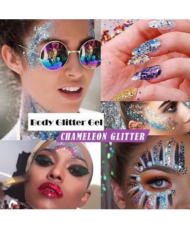 Mermaid Sequins Body Glitter Gel 50ml - Sparkling Chunky Lotion for Face, Hair, and Nails - Cosmetic Shimmer Eyeshadow - Perfect for Christmas Parties - Pink, Silver, Gold - Buy Online on SooperMarket.com