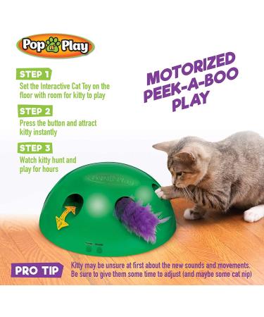 Pop N Play Interactive Motion Cat Toy | Electronic Smart Feather & Mouse Teaser | Cat Mouse Squeak Sound | Auto Shut Off | Best Cat Toy Ever! - Buy Online on SooperMarket.com