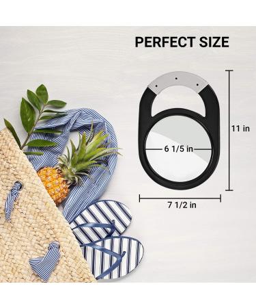 Shatterproof Unbreakable Hand Mirror with Anti-Slip Silicone Handle Grip - Black - Buy Online on SooperMarket.com