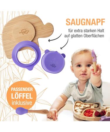 Shop PICFORKID High-Quality Children's Tableware Set - Bamboo Plate with Suction Cup Spoon & Silicone Bowl - Ideal Gift for Birthdays & BLW - Buy Online on SooperMarket.com