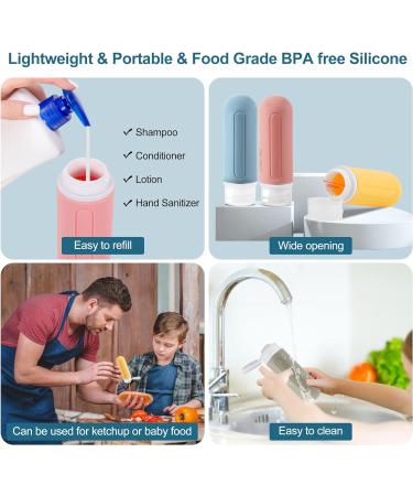 Peoyoye Travel Bottles Set - 89ml Silicone Containers for Toiletries Shampoo & Travel Essentials with Bag & Labels - Perfect for International Travel - Buy Online on SooperMarket.com