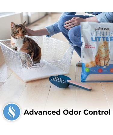 Alpha Paw Genius Cat Litter - 5-Color Health Indicator, Odor Eliminating, Non-Stick Crystals, High Absorption - Unscented, 1 Cat - Buy Online on SooperMarket.com