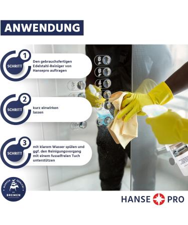 Hanse Pro Stainless Steel Cleaner - Ready to Use Fragrance-Free & Dye-Free Strip-Free Cleaning for Kitchen & Grill (4 x 500 ml) - Buy Online on SooperMarket.com