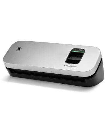 FoodSaver Space Saving Vacuum Sealer Machine with Sealer Bags and Roll for Airtight Food Storage and Sous Vide, Silver