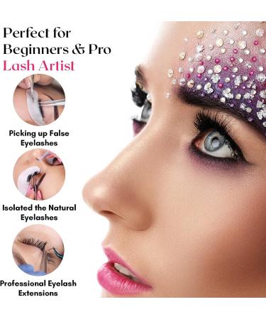 Professional Fiber Tip Lash Tweezers Set - Japanese Steel, Curved & Volume Lash Tweezers - Blush Pink - My Lash Tools - Buy Online on SooperMarket.com