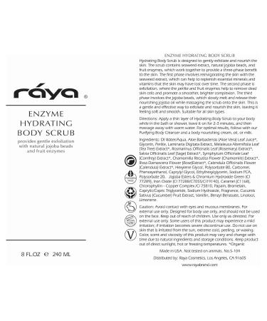 RAYA Enzyme Hydrating Body Scrub 8 oz - Cucumber Scent | Gentle Exfoliating Body Scrub with Seaweed & Jojoba Beads - Buy Online on SooperMarket.com