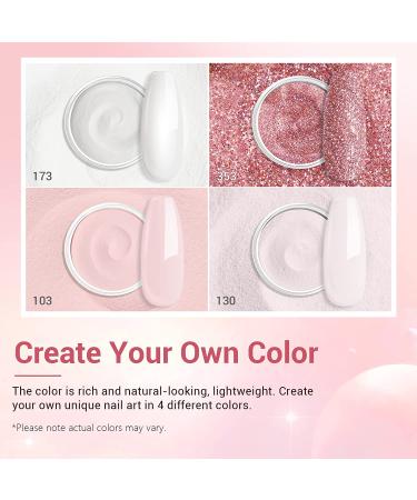 AZUREBEAUTY 12 PCS Portable Dip Powder Nail Starter Kit - Nude Pink Glitter French Nail Art Set - Buy Online on SooperMarket.com