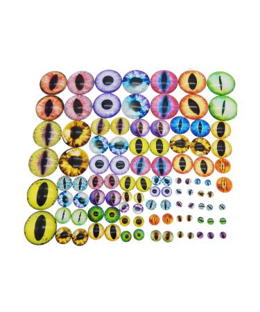 Julie Wang 180PCS/Pack Assorted Mixed Size Round Glass Dragon Eye Covered Cabochons for Doll Making and Jewelry Settings 6mm 8mm 10mm 12mm 15mm 18mm 20mm 25mm 30mm