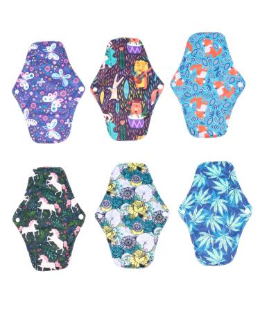 Reusable Panty Liners 6pcs Maternity Napkin Bamboo Napkins Panties for Girls Washable Cloth Menstrual Pads Sets Reusable Pads Bamboo Charcoal Menstrual Pad Girls Pad