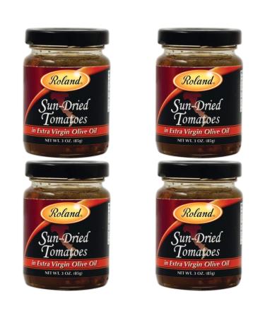 Roland Foods Sun-Dried Tomatoes in Extra Virgin Olive Oil, Specialty Imported Food, 3-Ounce Jar (4 pack)