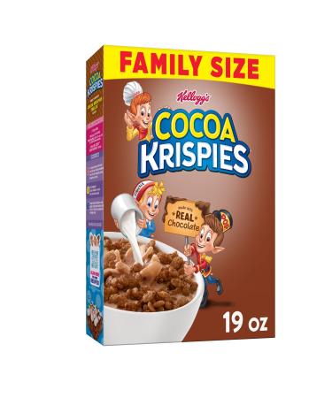 Kellogg's Cocoa Krispies Cold Breakfast Cereal, 8 Vitamins and Minerals, Rice Krispies Treats, Family Size, Original, 19oz Box (1 Box)