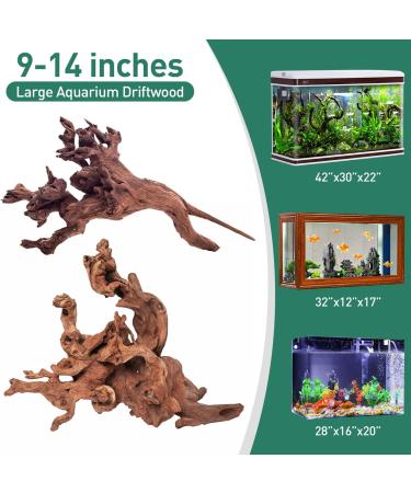 Natural Driftwood Aquarium Decor - Assorted Branches for Reptile/Fish Tank (2 Pack, 9-14 inch) - Buy Online on SooperMarket.com