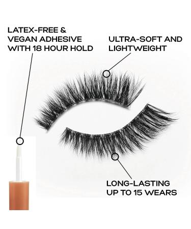 Eylure Luxe Cashmere No. 6 False Lashes with Adhesive - 1 Pair | Long-Lasting Glamorous Eyelashes - Buy Online on SooperMarket.com