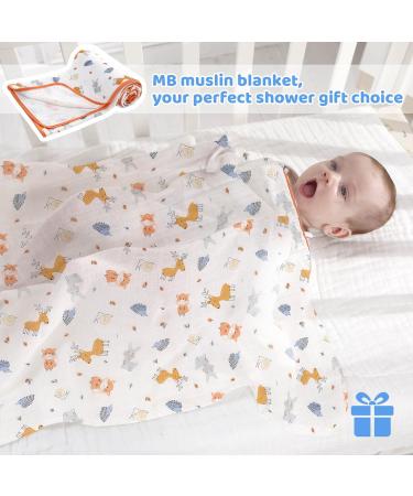 Miracle Baby Muslin Swaddle Blanket Cotton Summer | 110x150cm | Boys Girls Animal Print | Two Layers - Buy Online on SooperMarket.com