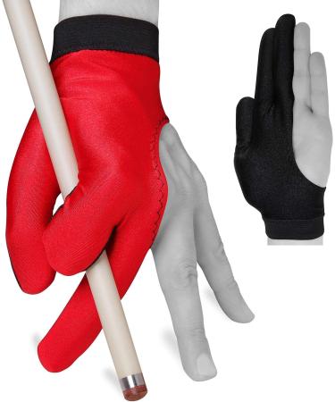 Fortuna Billiard Pool Cue Glove - Classic Two-Colored - Left Hand - Red/Black - Size Medium/Large - Buy Online on SooperMarket.com