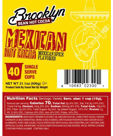 Brooklyn Beans Mexican Cocoa Hot Chocolate Pods - 40 Count - Compatible with 2.0 Keurig K-Cup Brewers - Authentic Mexican Chocolate Flavor - Buy Online on SooperMarket.com
