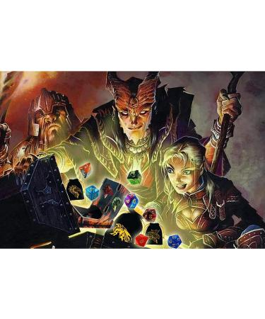 DND Polyhedral Dice Set - 6 Sets with Free Drawstring Bags and PU Leather Tray - Buy Online on SooperMarket.com