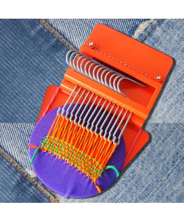 Speedweve Darning Mini Loom, Small Weaving Loom Tools for Mending Jeans, DIY Artful Patterns, Repair Holes on Fabrics (14 Hooks)