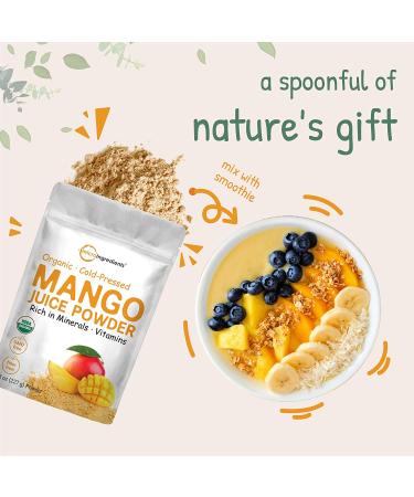 Organic Mango Juice Powder - 8 oz | Cold Pressed, Vitamin C Rich for Immune Support | Great for Smoothies & Beverages | Non-GMO - Buy Online on SooperMarket.com