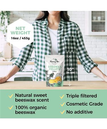 HUNNYBEE Beeswax Pellets 1LB - 100% Organic Yellow Bees Wax for DIY Candles, Skin & Hair Care, Lotions, Lip Balm & Soap Making - Buy Online on SooperMarket.com