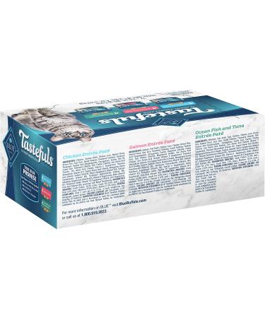 Blue Buffalo Tastefuls Pate Wet Cat Food (Pack of 12) - Salmon, Chicken, Ocean Fish & Tuna - 3oz x 12 - Buy Online on SooperMarket.com