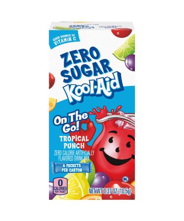 Kool-Aid Tropical Punch Zero Sugar Powdered Soft Drink Mix 6 ct On-the-Go-Packets Tropical Punch 0.35 Ounce (Pack of 6)