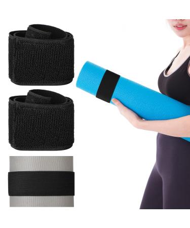 Honoson 4 Pcs Nylon Yoga Mat Strap Stretchable Yoga Mat Holder Straps Heavy Duty Bungee Straps Band Adjustable Yoga Mat Carrying Strap for Exercise Workout Pilates Yoga Mat Storage Gym, Black