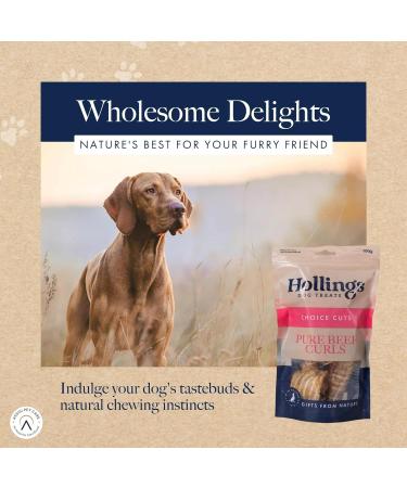 Hollings Beef Curls Dog Treats 100% Natural Grain Free & Easily Digestible Air Dried Treats for Adult Dogs Made From 100% Beef Trachea (100g) 100 g (Pack of 1) - Buy Online on SooperMarket.com