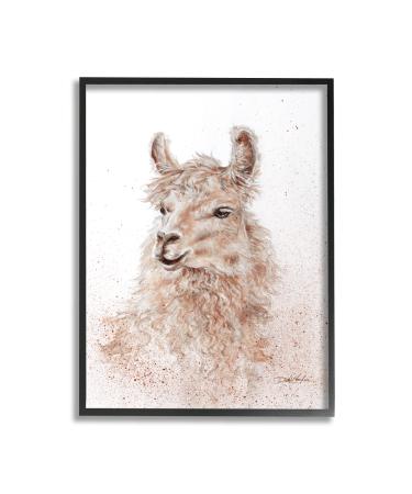 Stupell Industries No Drama Llama Shaggy Hair Animal Abstract Portrait Designed by Debi Coules Black Framed Wall Art 24 x 30 Brown