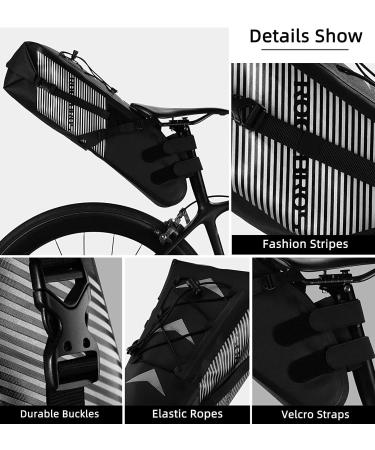 ROCKBROS 100% Waterproof Bicycle Saddle Bag - IPX7 10L Rear Wheel & Seat Bag | Perfect for Cycling Adventures - Buy Online on SooperMarket.com