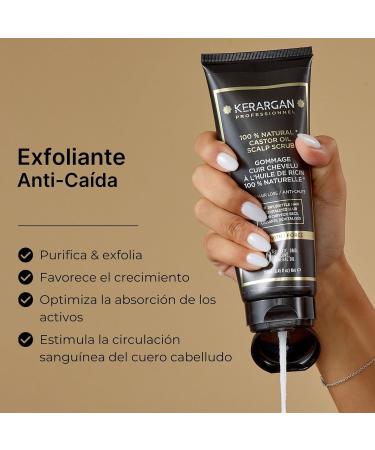 Kerargan - Anti-Hair Loss Hair Scrub with Castor Oil - For a Healthy Scalp and Revitalized Hair - Enriched with Sweet Almond Oil and Aloe Vera - Sulfate-free GMO-free Silicone-free - 8.5 Fl oz - Buy Online on SooperMarket.com