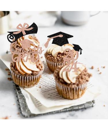 Rsstarxi 36 Pack 2024 Graduation Cupcake Toppers 2024 Graduation Party Decorations Glitter Class of 2024 Congrats Grad Diploma Cap Cupcake Picks for 2024 Graduation Party Cake Decorations Rose Gold - Buy Online on SooperMarket.com