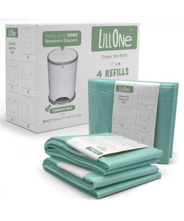 Lillone DEK 4 Long -lasting refill film with Korbell Standard 16L Compatible Decor Classic and Litter Champ Windrail Cassettes - Antibacterial odor protection film for diaper