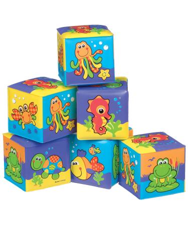 Playgro 181170 Bath Play Cube Set 6 Pieces With Colorful Animal Motifs From 6 Months Cube Size: 7 x 7cm Colorful 40093