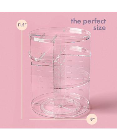 360 Rotating Makeup Organizer - Adjustable Height, Fully Rotatable - Ideal Cosmetic Storage for Bedroom Dresser or Vanity Countertop (Clear) - Buy Online on SooperMarket.com