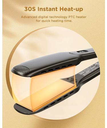 Wavytalk Wet to Straight Titanium Flat Iron - 1.7 Inch Professional Straightener with Dual Voltage & 50% More Protection - Black - Buy Online on SooperMarket.com