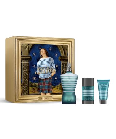 Jean Paul Gaultier Le Male Gift Box For Men (Eau de Toilette Spray 4.2 Fl Oz + Aftershave Balm 1.7 Fl Oz + Deodorant Stick 2.5 Fl Oz)