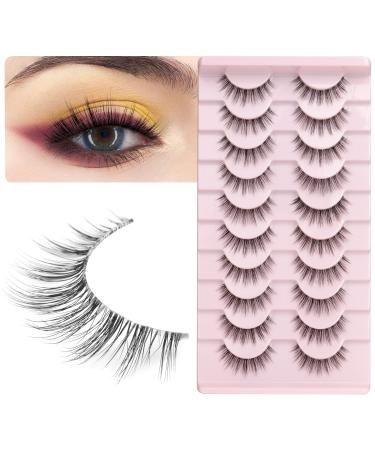 False Eyelashes 3D Lashes Natural Look Fake Eyelashes Clear Band 14mm lashes Soft Volume Lashes 10 Pairs Pack F12