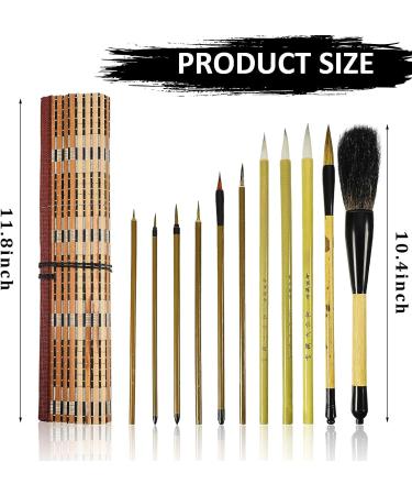 11 Pcs Chinese Calligraphy Brushes Set with Bamboo Holder - Japanese Style Sumi Painting Brushes for Kanji Art - Buy Online on SooperMarket.com