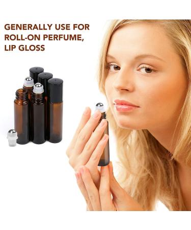 LotFancy 6pc 10ml Amber Glass Roller Bottles with Stainless Steel Roller Balls & Droppers - Buy Online on SooperMarket.com