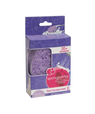Spongeables 40 Plus Back Scrub Infused Sponge Refills with Purple Lavender Chamomile Scent - 2 Piece