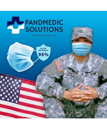 PandMedic Disposable Face Masks Made in USA | Premium 3-Ply Medical Safety Masks - Breathable Elastic Ear Loops - 50ct Resealable Bag for International Shipping - Buy Online on SooperMarket.com