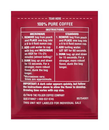 Folgers Coffee Singles Classic Roast 19 Single Serve Bags - Medium Roast Coffee - Buy Online on SooperMarket.com