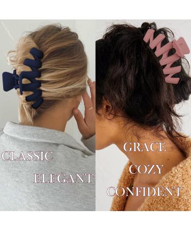 SuPoo 4pcs Large Claw Hair Clips for Thick Hair - Strong Hold Matte Jumbo Jaw Clip Set for Women - Ideal Hair Accessories - Gifts - Brown, Blue, Purple, Pink - Buy Online on SooperMarket.com